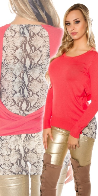 Trendy 2in1 jumper with Snake pattern Coral